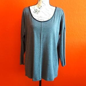 Allie & Rob 3/4 Sleeve Zipper Back Grey Dolman Style Blouse Size Small